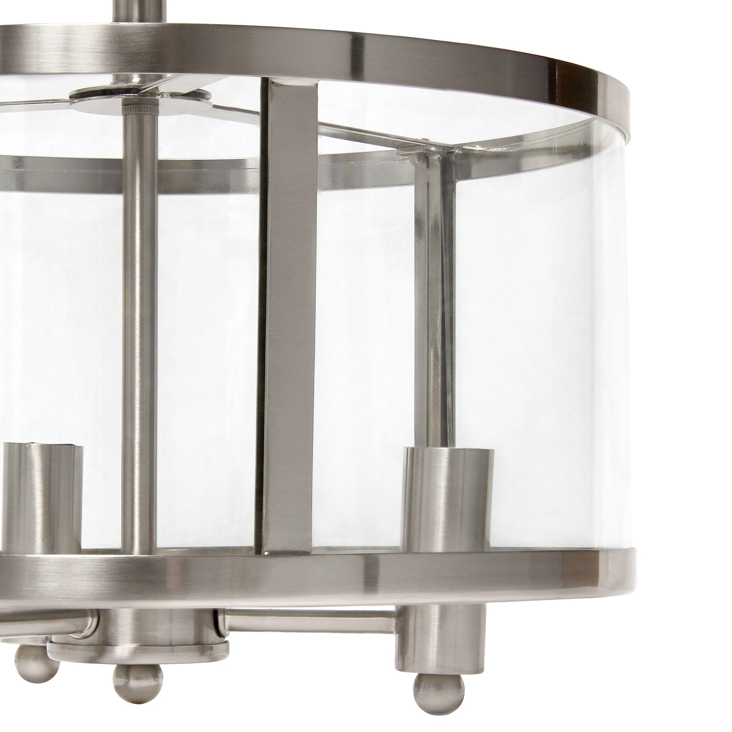 All The Rages Lalia Home 13" Brushed Nickel 3-Light Industrial Farmhouse Glass & Metallic Accented Semi-Flushmount