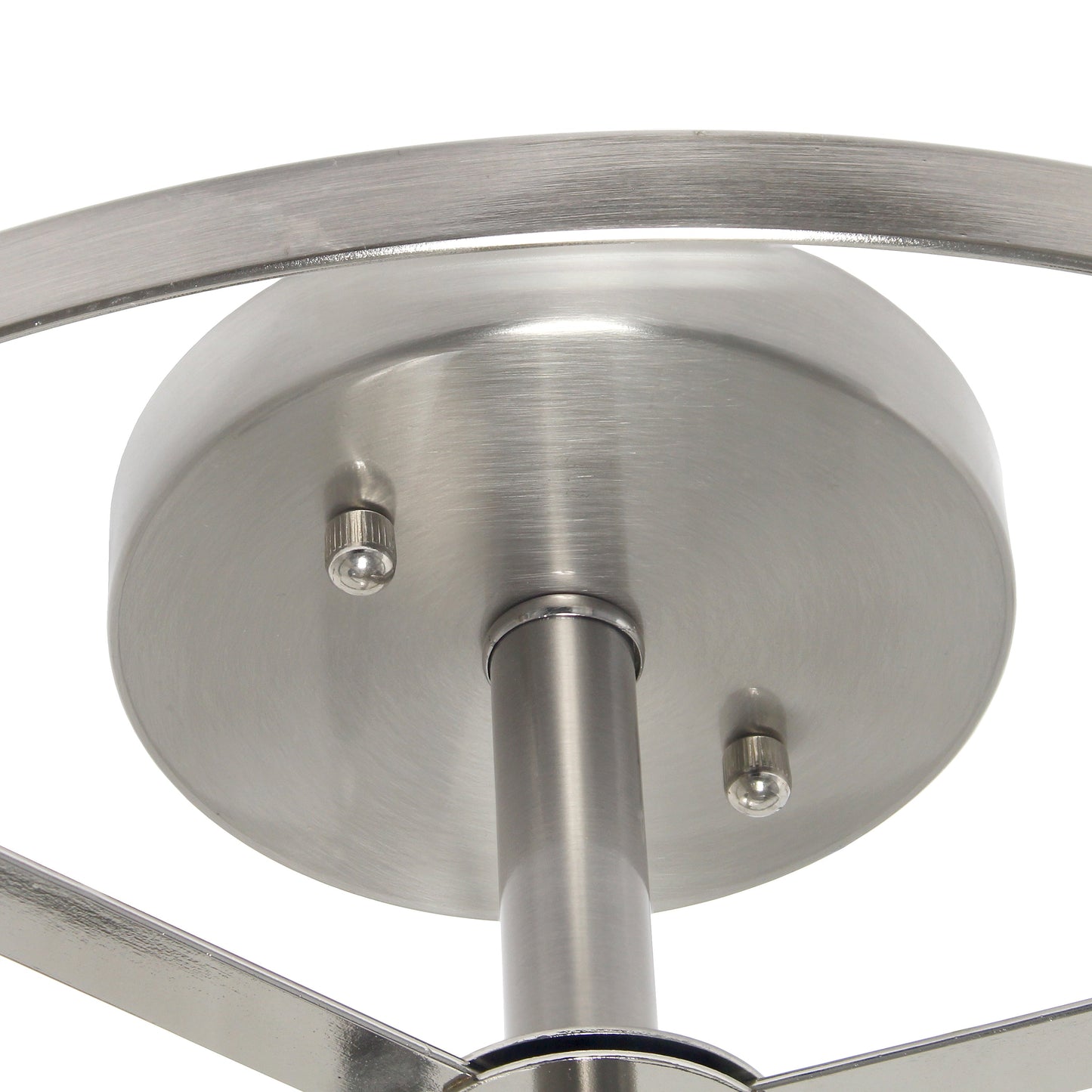 All The Rages Lalia Home 13" Brushed Nickel 3-Light Industrial Farmhouse Glass & Metallic Accented Semi-Flushmount