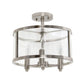 All The Rages Lalia Home 13" Brushed Nickel 3-Light Industrial Farmhouse Glass & Metallic Accented Semi-Flushmount