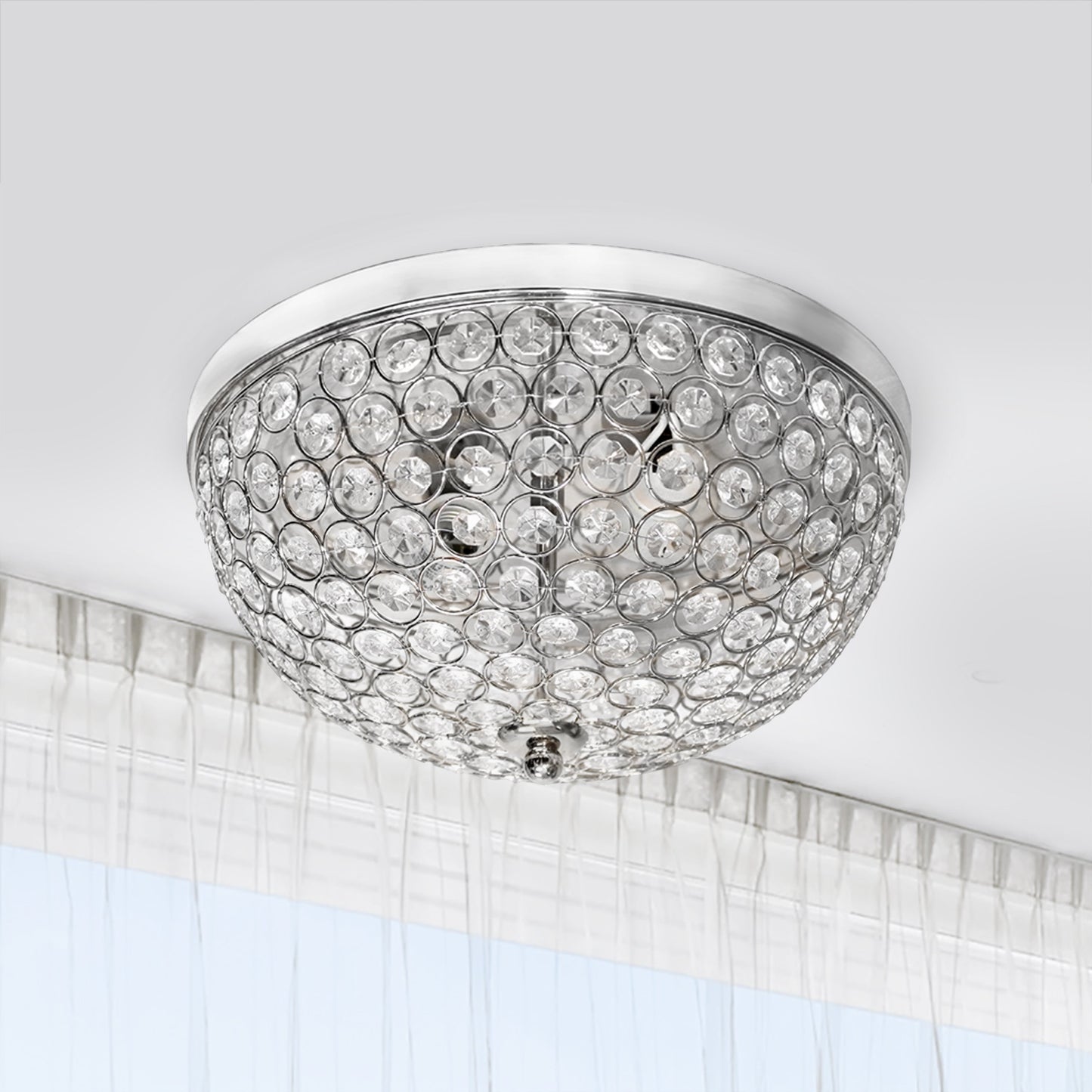 All The Rages Lalia Home 13" Chrome 2-Pack Classix Crystal Glam 2-Light Decorative Dome Shaped Metal Flush Mount