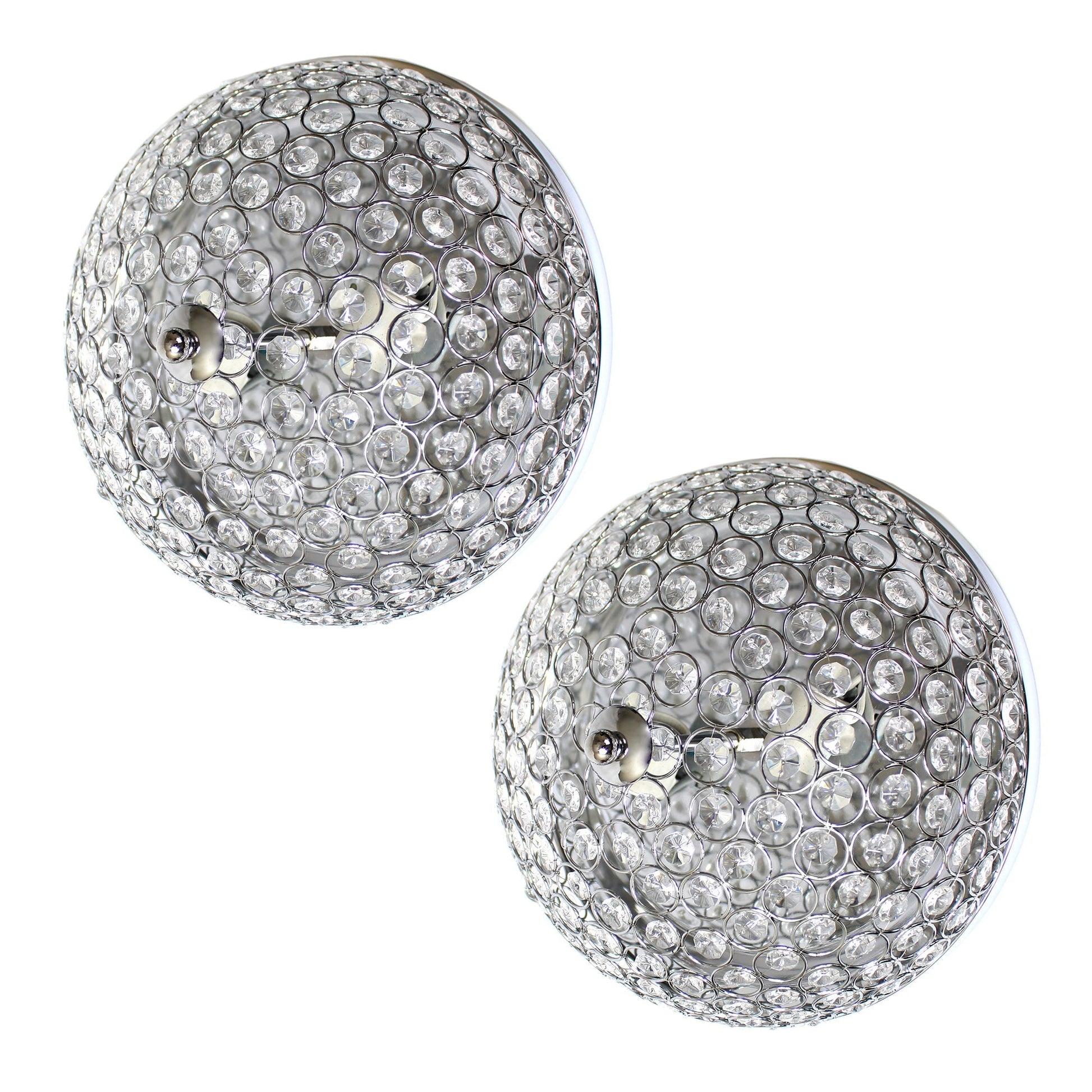 All The Rages Lalia Home 13" Chrome 2-Pack Classix Crystal Glam 2-Light Decorative Dome Shaped Metal Flush Mount