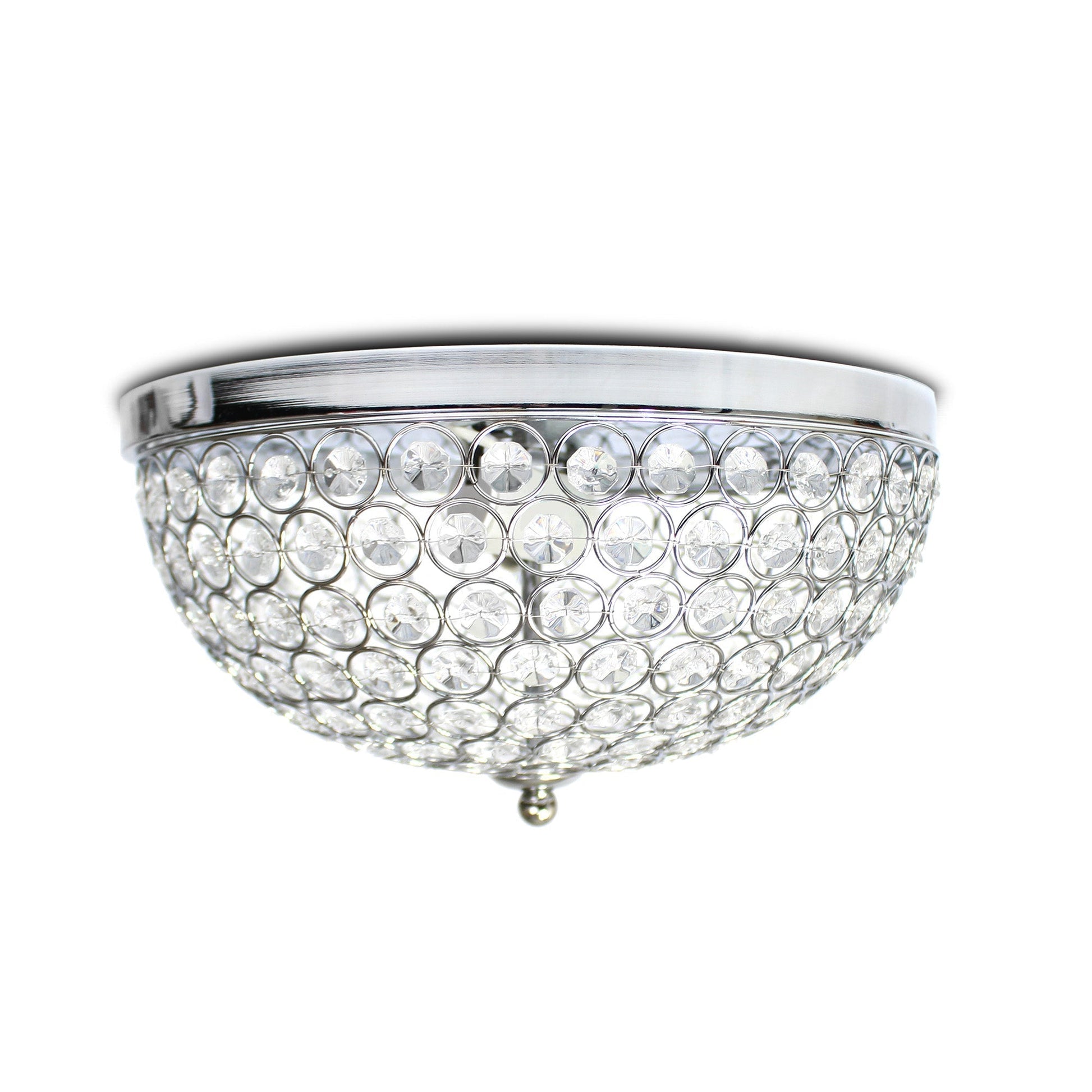 All The Rages Lalia Home 13" Chrome 2-Pack Classix Crystal Glam 2-Light Decorative Dome Shaped Metal Flush Mount