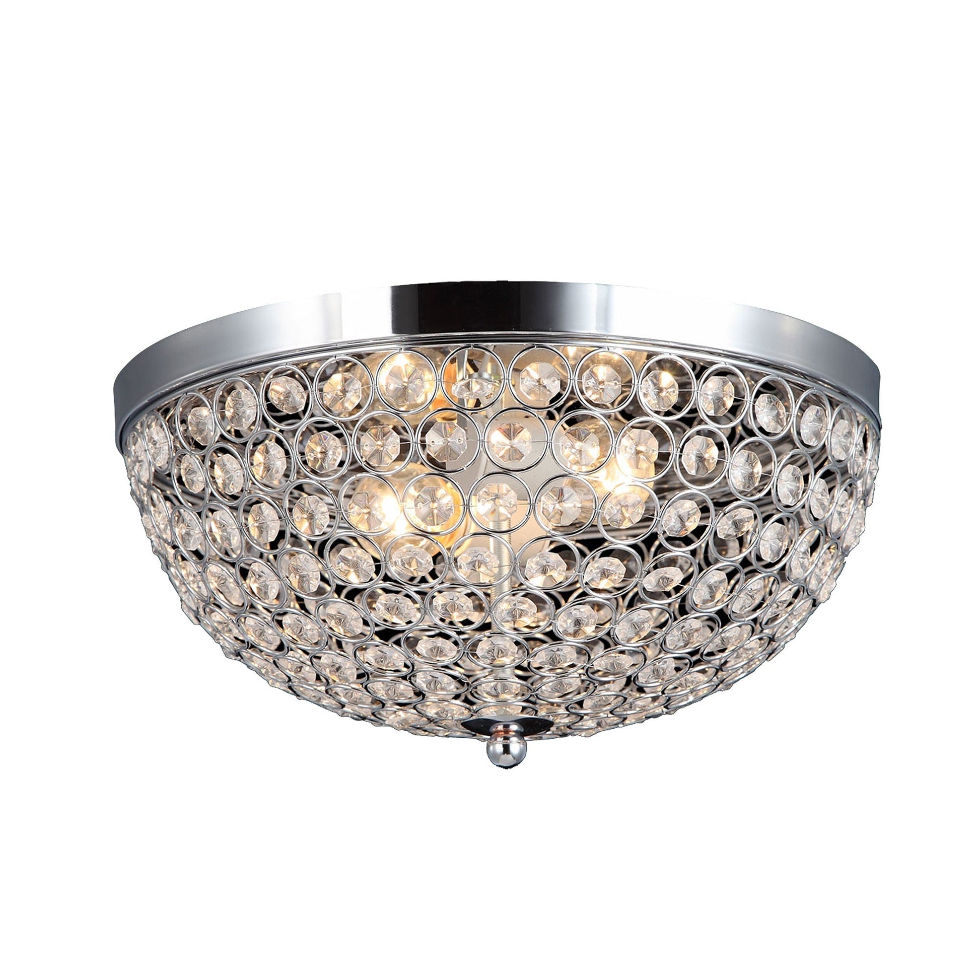 All The Rages Lalia Home 13" Chrome Classix Crystal Glam 2-Light Decorative Dome Shaped Metal Flush Mount