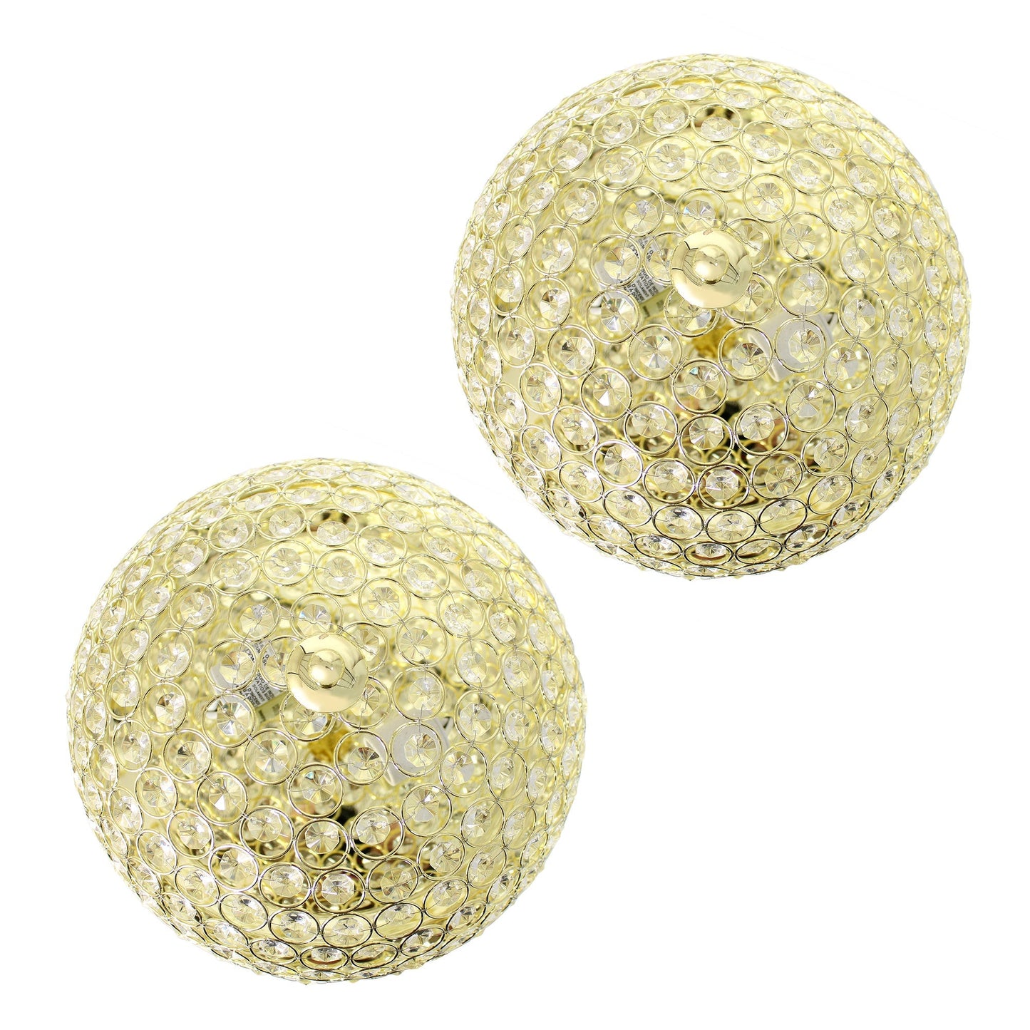 All The Rages Lalia Home 13" Gold 2-Pack Classix Crystal Glam 2-Light Decorative Dome Shaped Metal Flush Mount