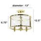 All The Rages Lalia Home 13" Gold 3-Light Industrial Farmhouse Glass & Metallic Accented Semi-Flushmount