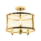 All The Rages Lalia Home 13" Gold 3-Light Industrial Farmhouse Glass & Metallic Accented Semi-Flushmount