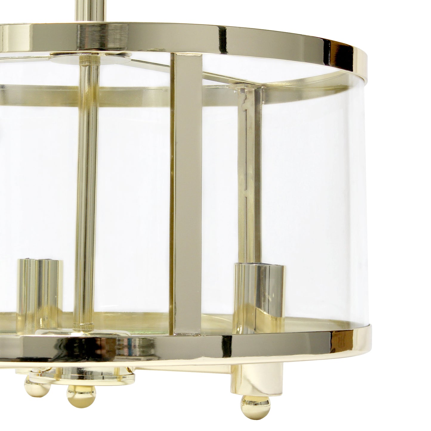 All The Rages Lalia Home 13" Gold 3-Light Industrial Farmhouse Glass & Metallic Accented Semi-Flushmount