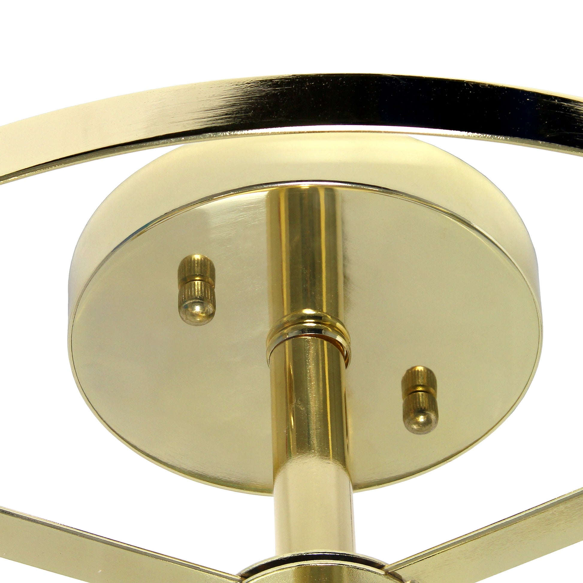 All The Rages Lalia Home 13" Gold 3-Light Industrial Farmhouse Glass & Metallic Accented Semi-Flushmount