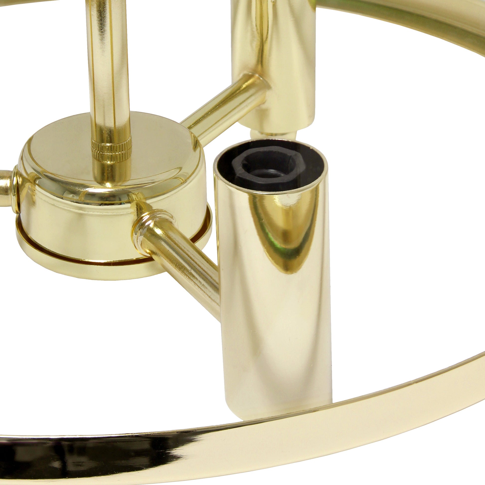 All The Rages Lalia Home 13" Gold 3-Light Industrial Farmhouse Glass & Metallic Accented Semi-Flushmount