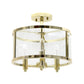 All The Rages Lalia Home 13" Gold 3-Light Industrial Farmhouse Glass & Metallic Accented Semi-Flushmount