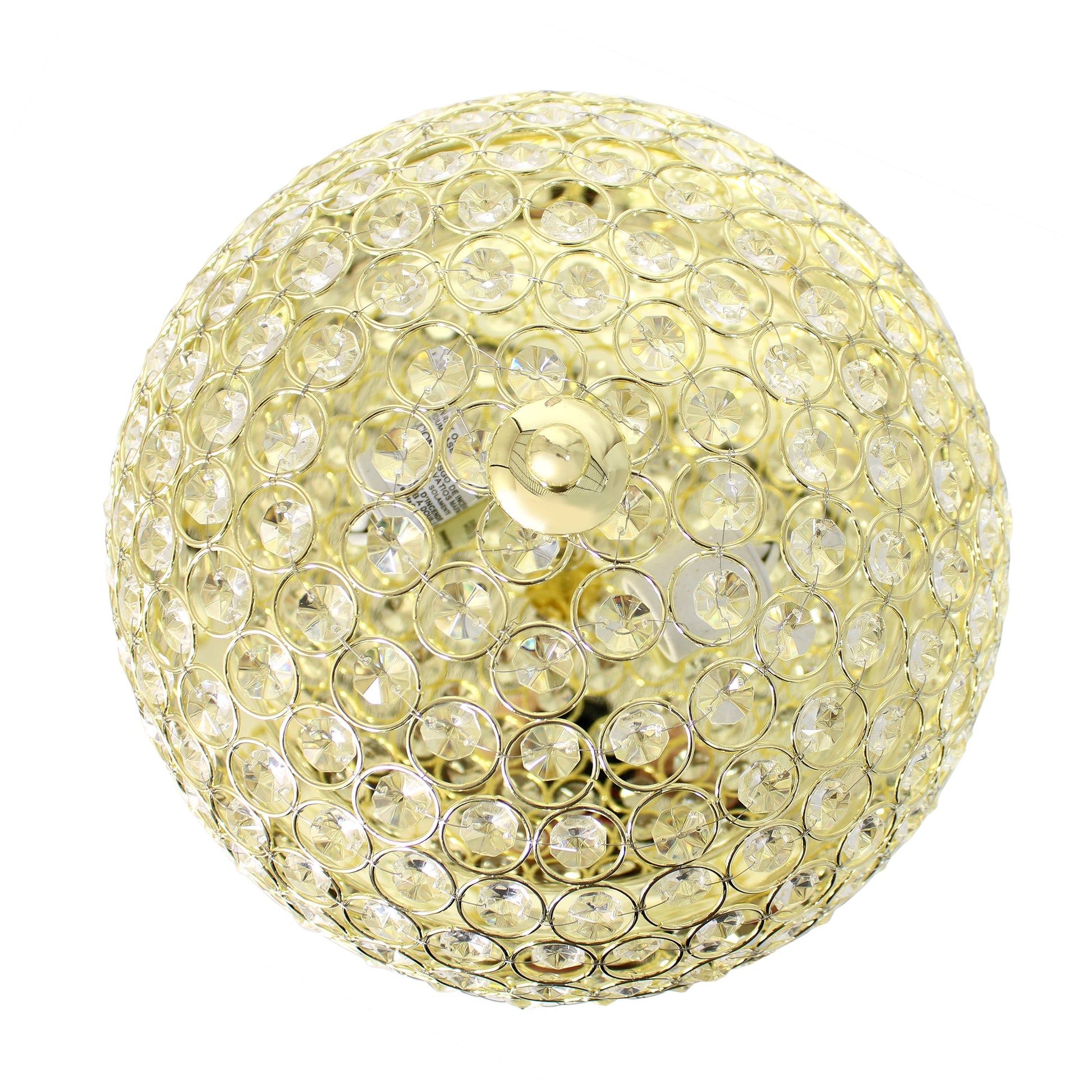 All The Rages Lalia Home 13" Gold Classix Crystal Glam 2-Light Decorative Dome Shaped Metal Flush Mount