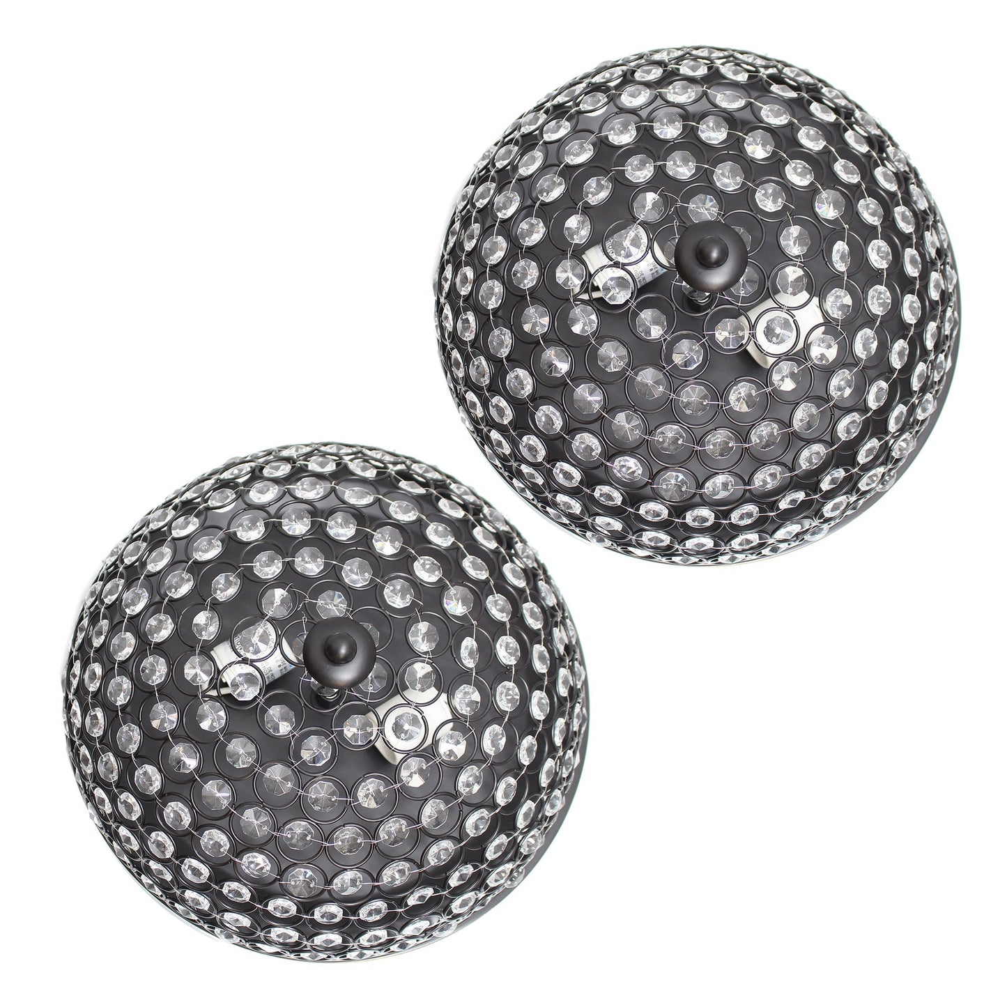 All The Rages Lalia Home 13" Restoration Bronze 2-Pack Classix Crystal Glam 2-Light Decorative Dome Shaped Metal Flush Mount