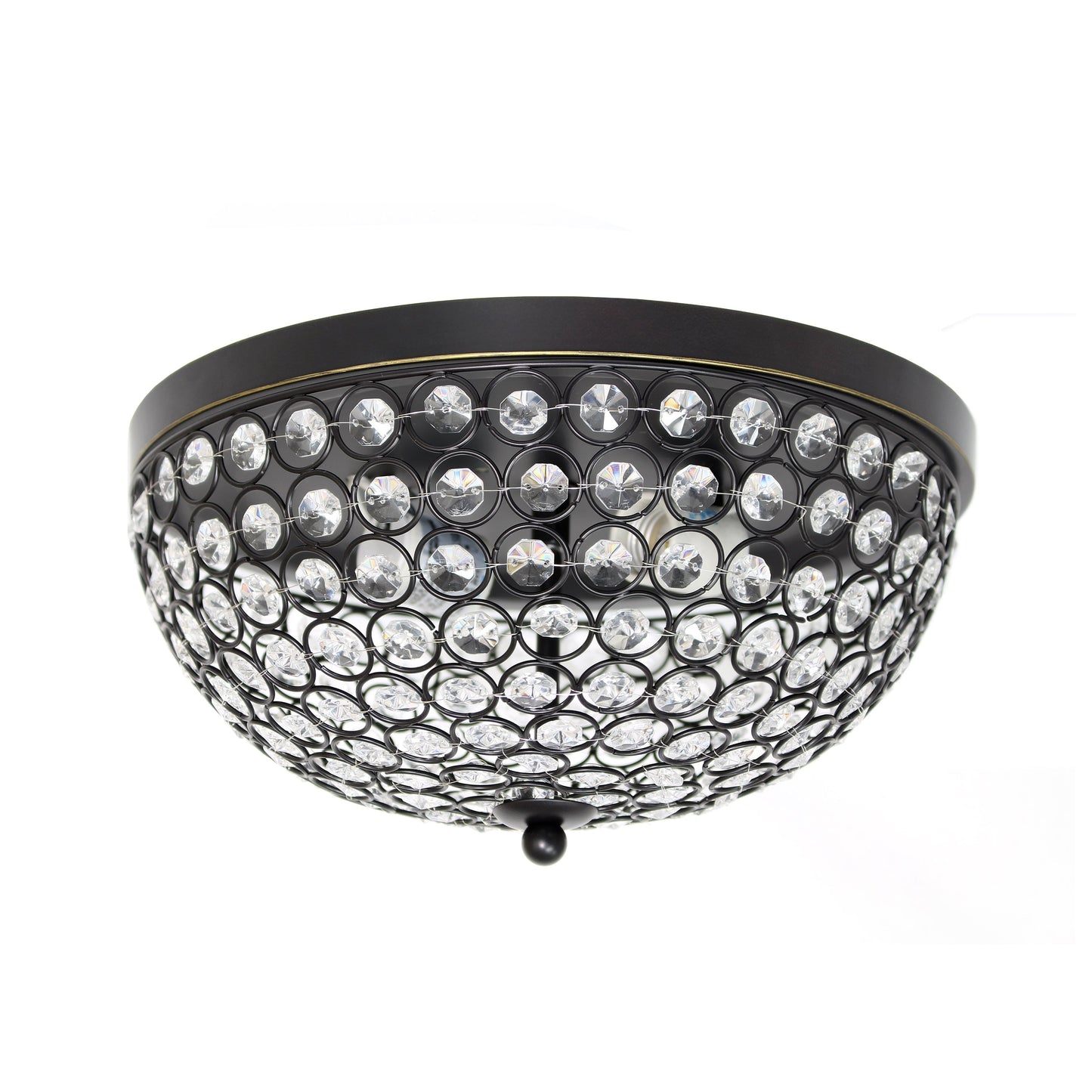 All The Rages Lalia Home 13" Restoration Bronze 2-Pack Classix Crystal Glam 2-Light Decorative Dome Shaped Metal Flush Mount
