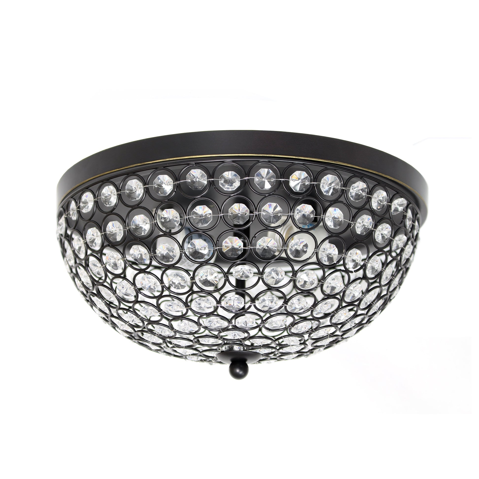 All The Rages Lalia Home 13" Restoration Bronze 2-Pack Classix Crystal Glam 2-Light Decorative Dome Shaped Metal Flush Mount