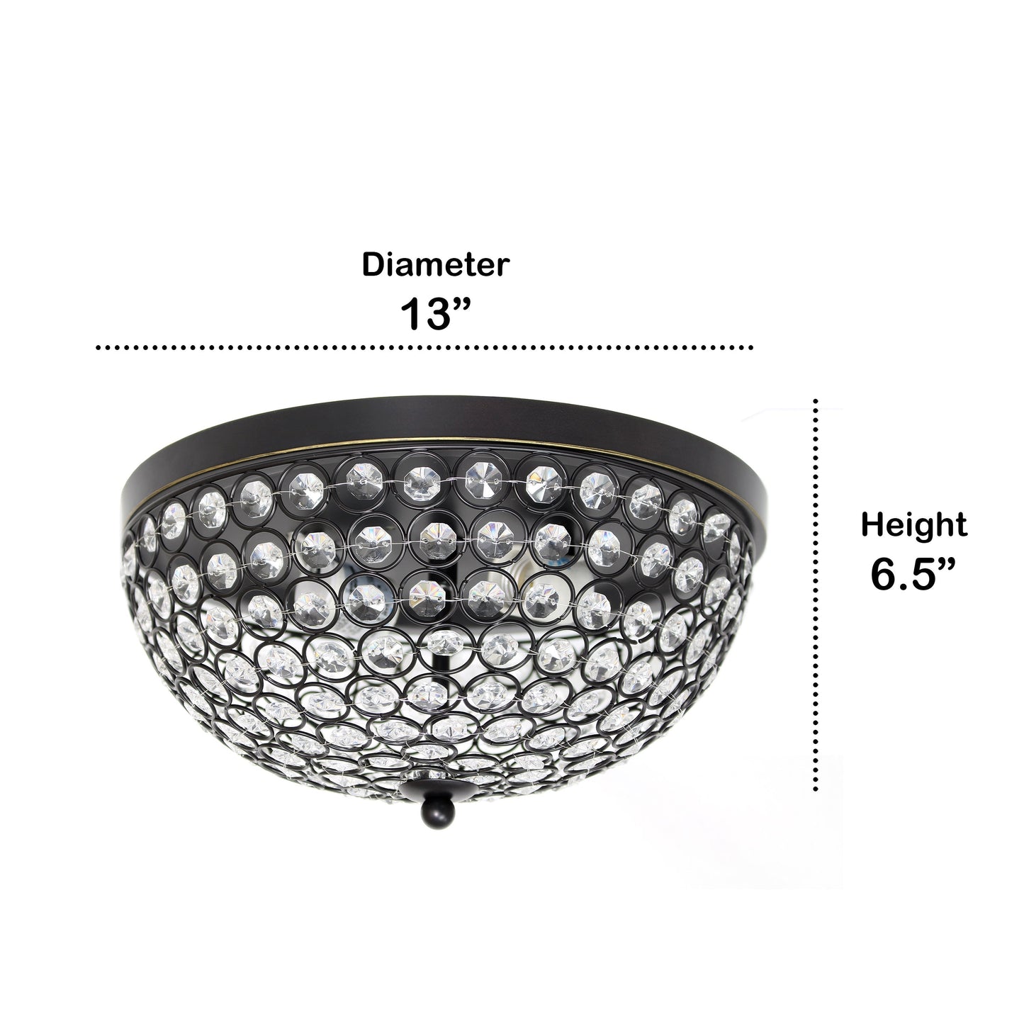 All The Rages Lalia Home 13" Restoration Bronze 2-Pack Classix Crystal Glam 2-Light Decorative Dome Shaped Metal Flush Mount