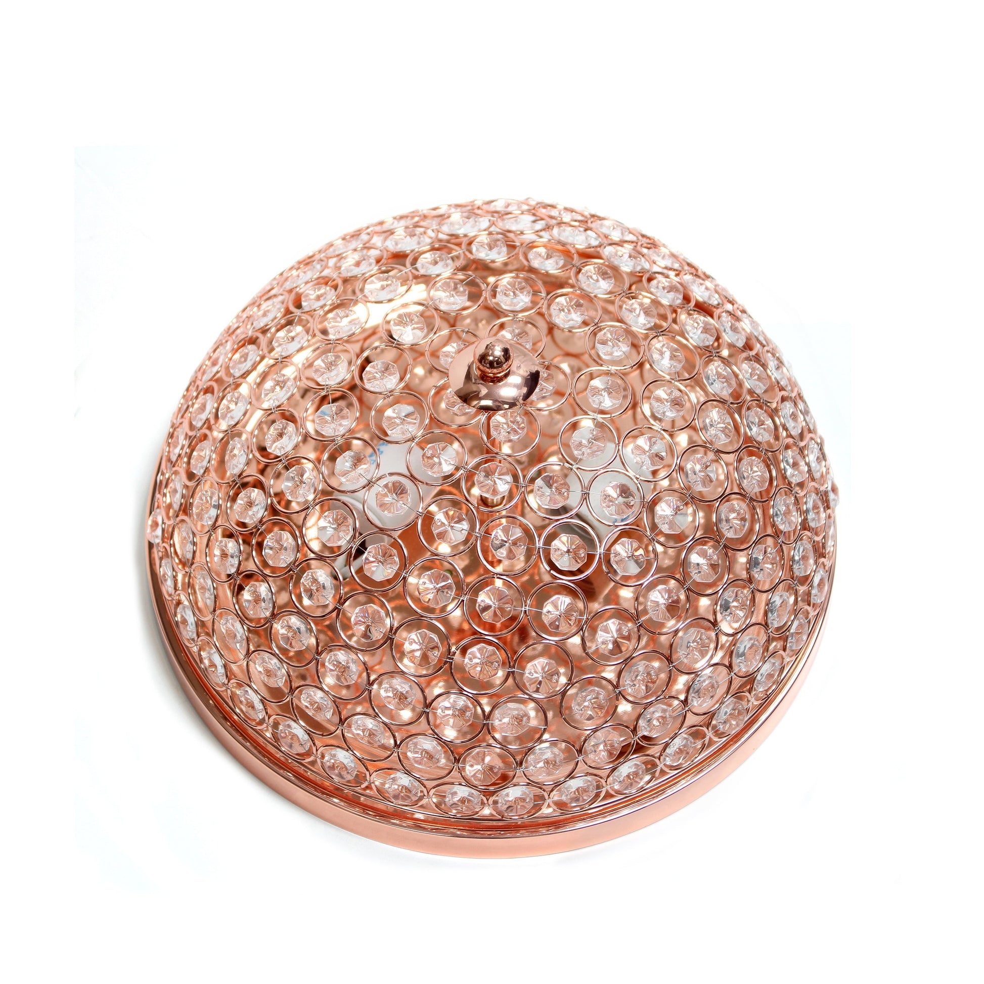 All The Rages Lalia Home 13" Rose Gold 2-Pack Classix Crystal Glam 2-Light Decorative Dome Shaped Metal Flush Mount
