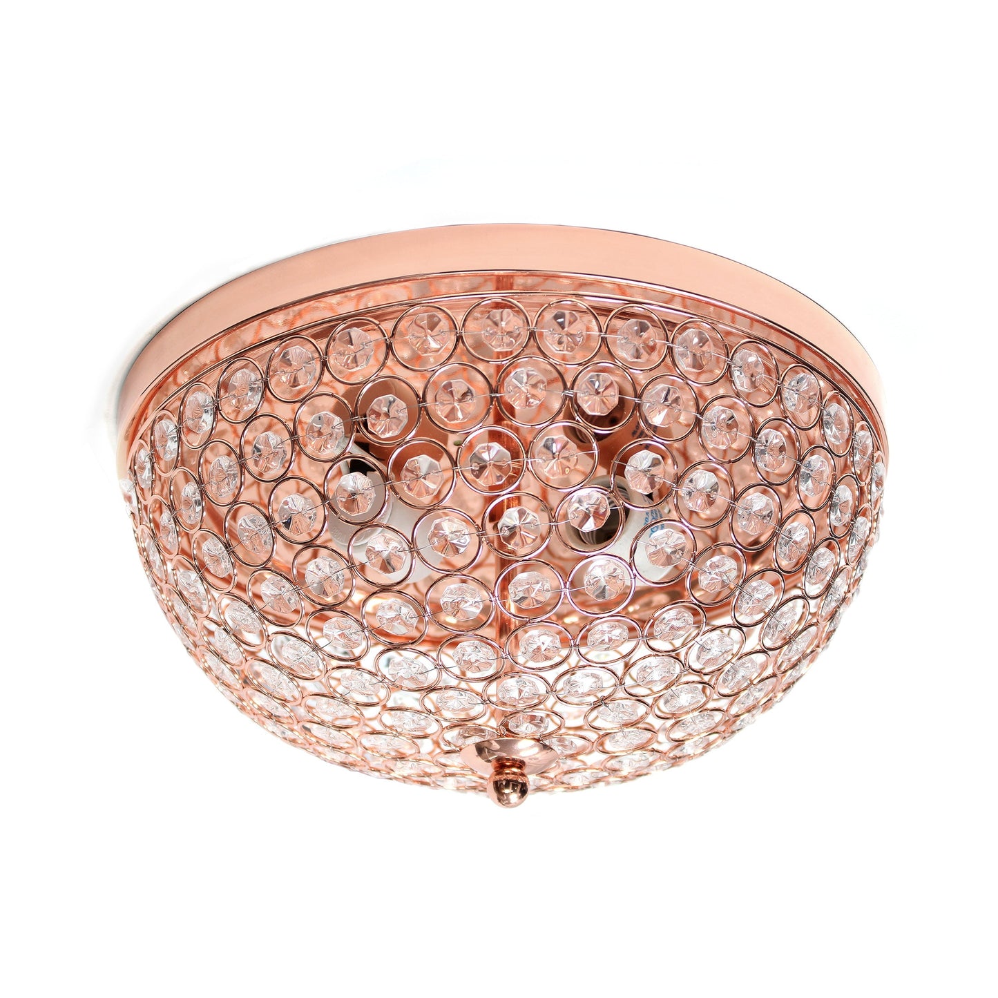 All The Rages Lalia Home 13" Rose Gold 2-Pack Classix Crystal Glam 2-Light Decorative Dome Shaped Metal Flush Mount