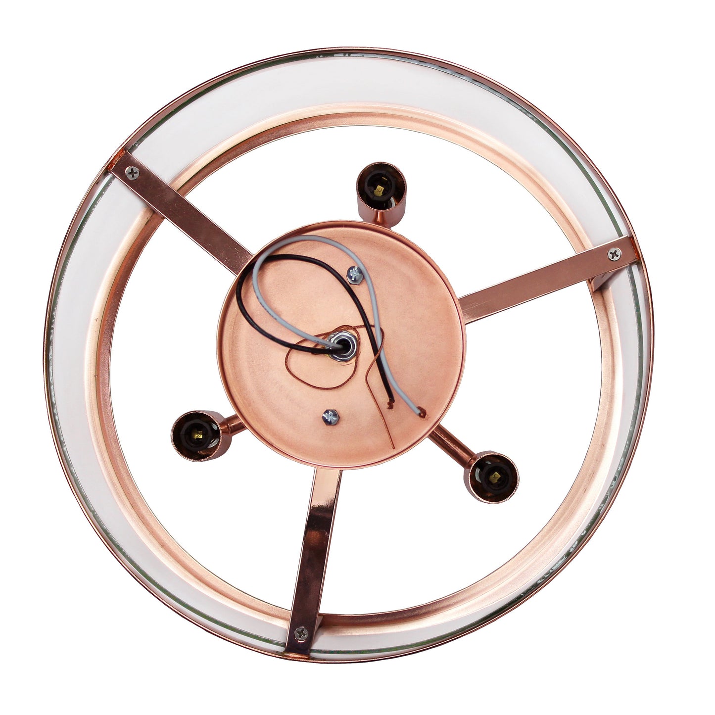 All The Rages Lalia Home 13" Rose Gold 3-Light Industrial Farmhouse Glass & Metallic Accented Semi-Flushmount