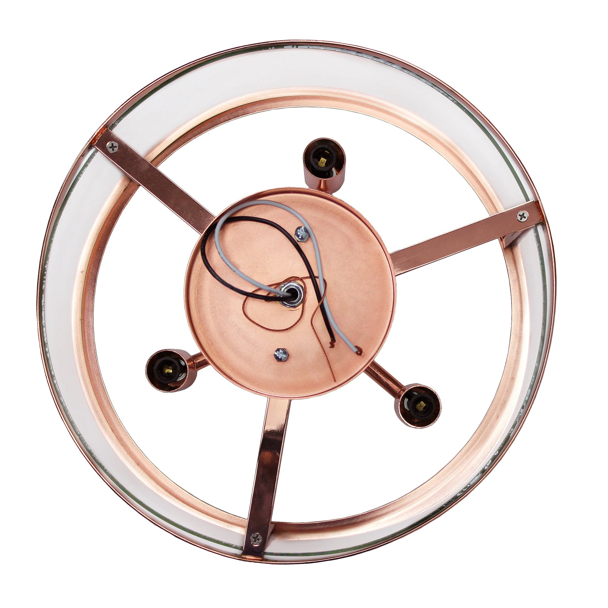 All The Rages Lalia Home 13" Rose Gold 3-Light Industrial Farmhouse Glass & Metallic Accented Semi-Flushmount