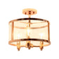 All The Rages Lalia Home 13" Rose Gold 3-Light Industrial Farmhouse Glass & Metallic Accented Semi-Flushmount