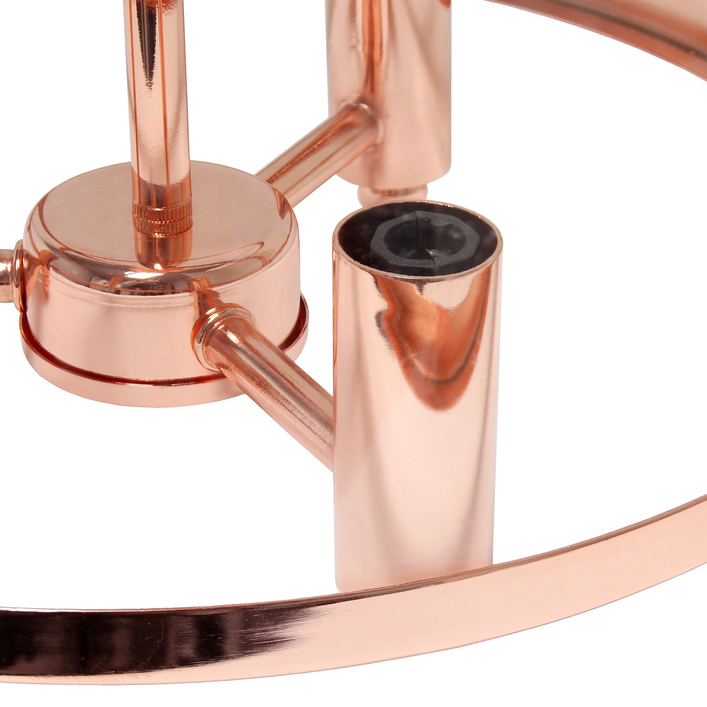 All The Rages Lalia Home 13" Rose Gold 3-Light Industrial Farmhouse Glass & Metallic Accented Semi-Flushmount