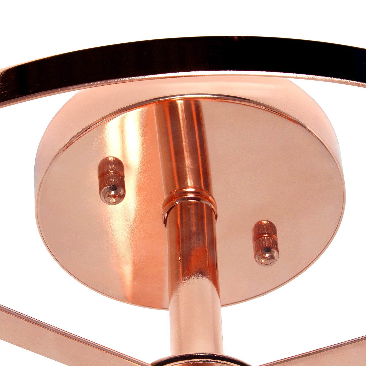 All The Rages Lalia Home 13" Rose Gold 3-Light Industrial Farmhouse Glass & Metallic Accented Semi-Flushmount