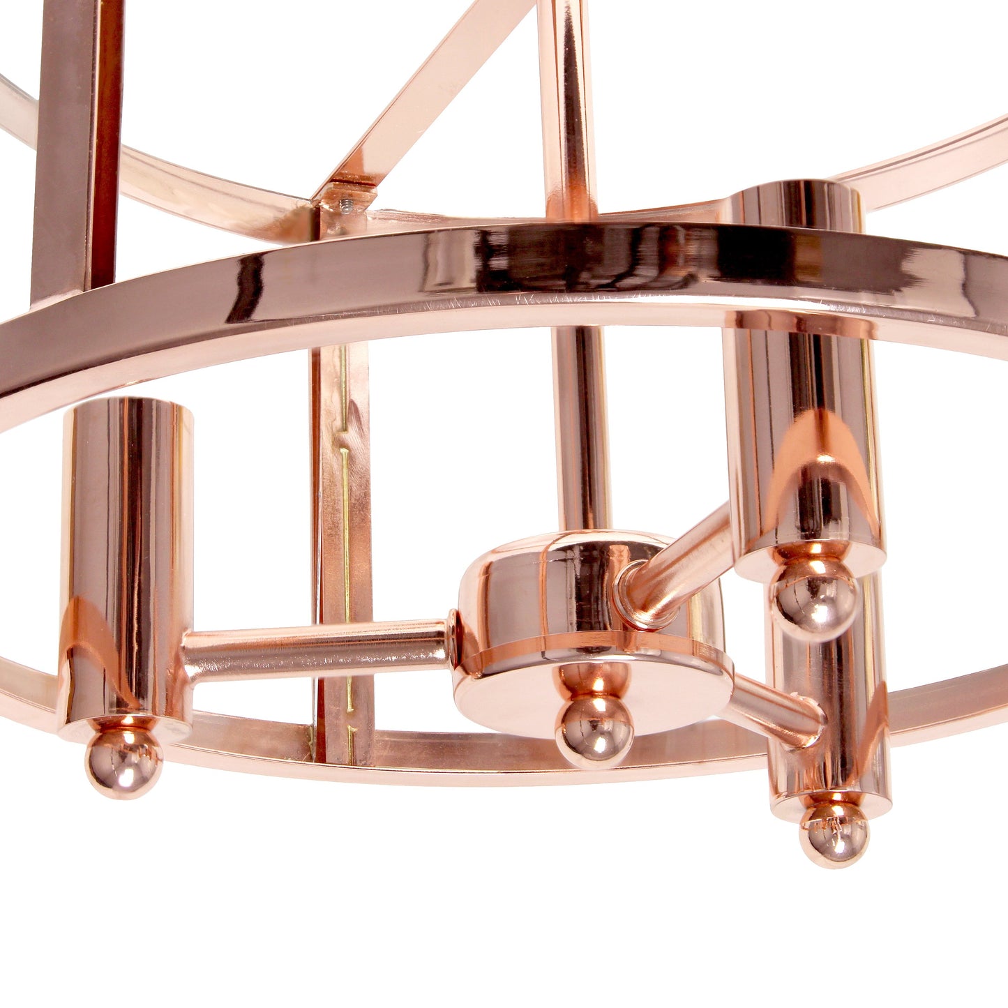 All The Rages Lalia Home 13" Rose Gold 3-Light Industrial Farmhouse Glass & Metallic Accented Semi-Flushmount