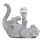 All The Rages Lalia Home 13" Silver Diamond Studded Rhinestone Look Kitty Cat Kids Table Lamp With Faux Silk Fabric Shade