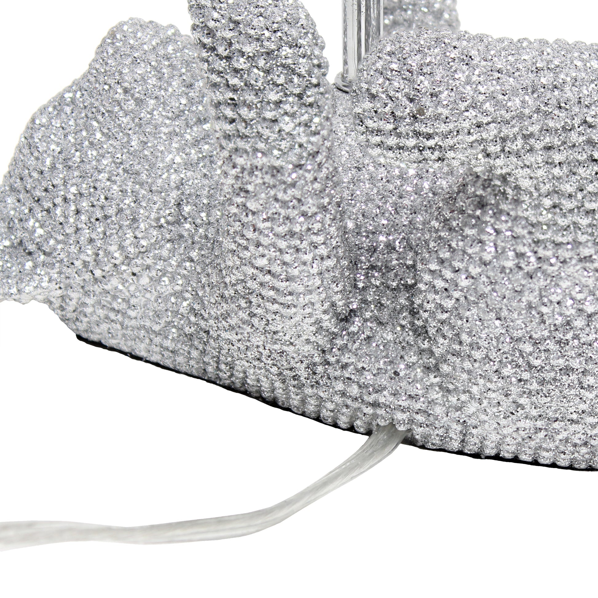 All The Rages Lalia Home 13" Silver Diamond Studded Rhinestone Look Kitty Cat Kids Table Lamp With Faux Silk Fabric Shade