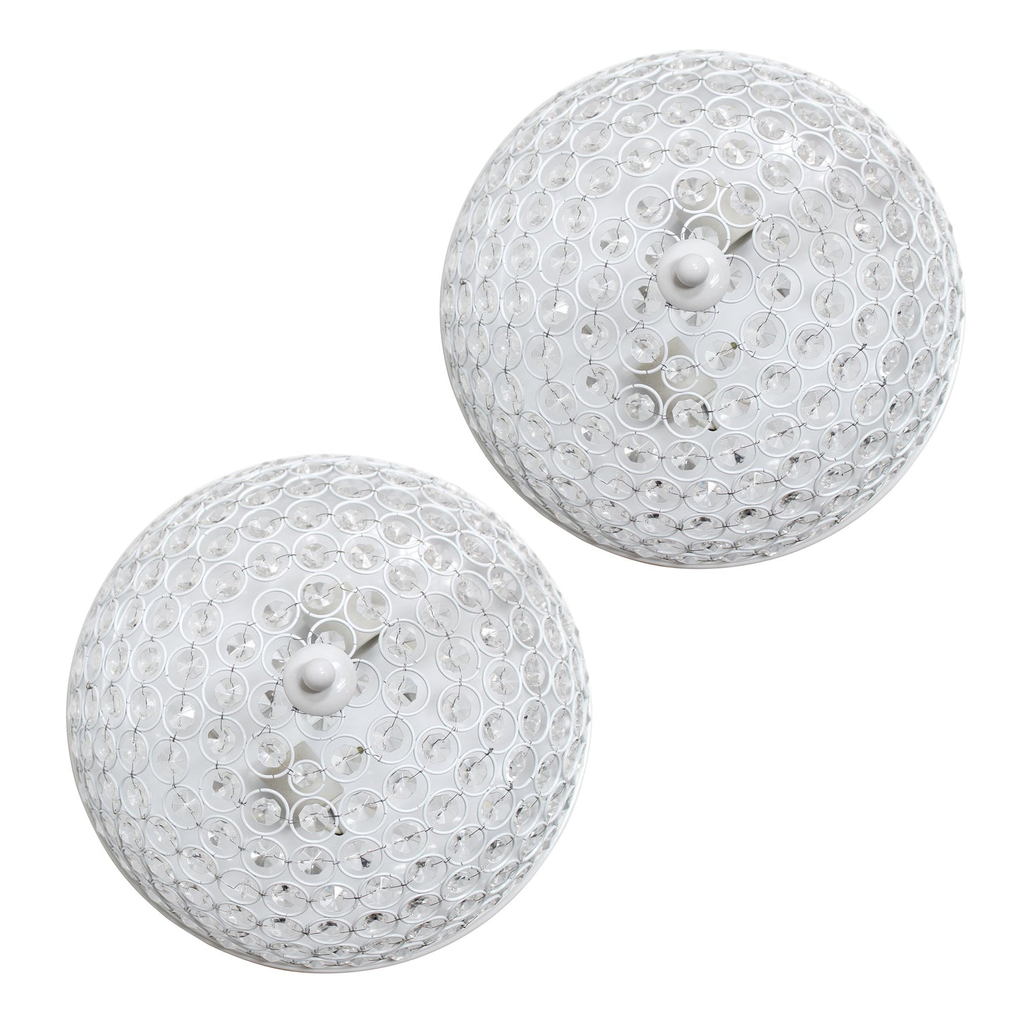 All The Rages Lalia Home 13" White 2-Pack Classix Crystal Glam 2-Light Decorative Dome Shaped Metal Flush Mount