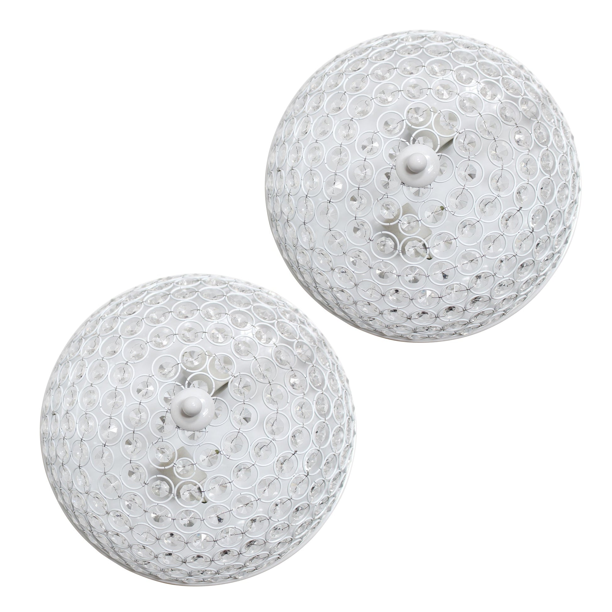 All The Rages Lalia Home 13" White 2-Pack Classix Crystal Glam 2-Light Decorative Dome Shaped Metal Flush Mount