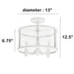 All The Rages Lalia Home 13" White 3-Light Industrial Farmhouse Glass & Metallic Accented Semi-Flushmount