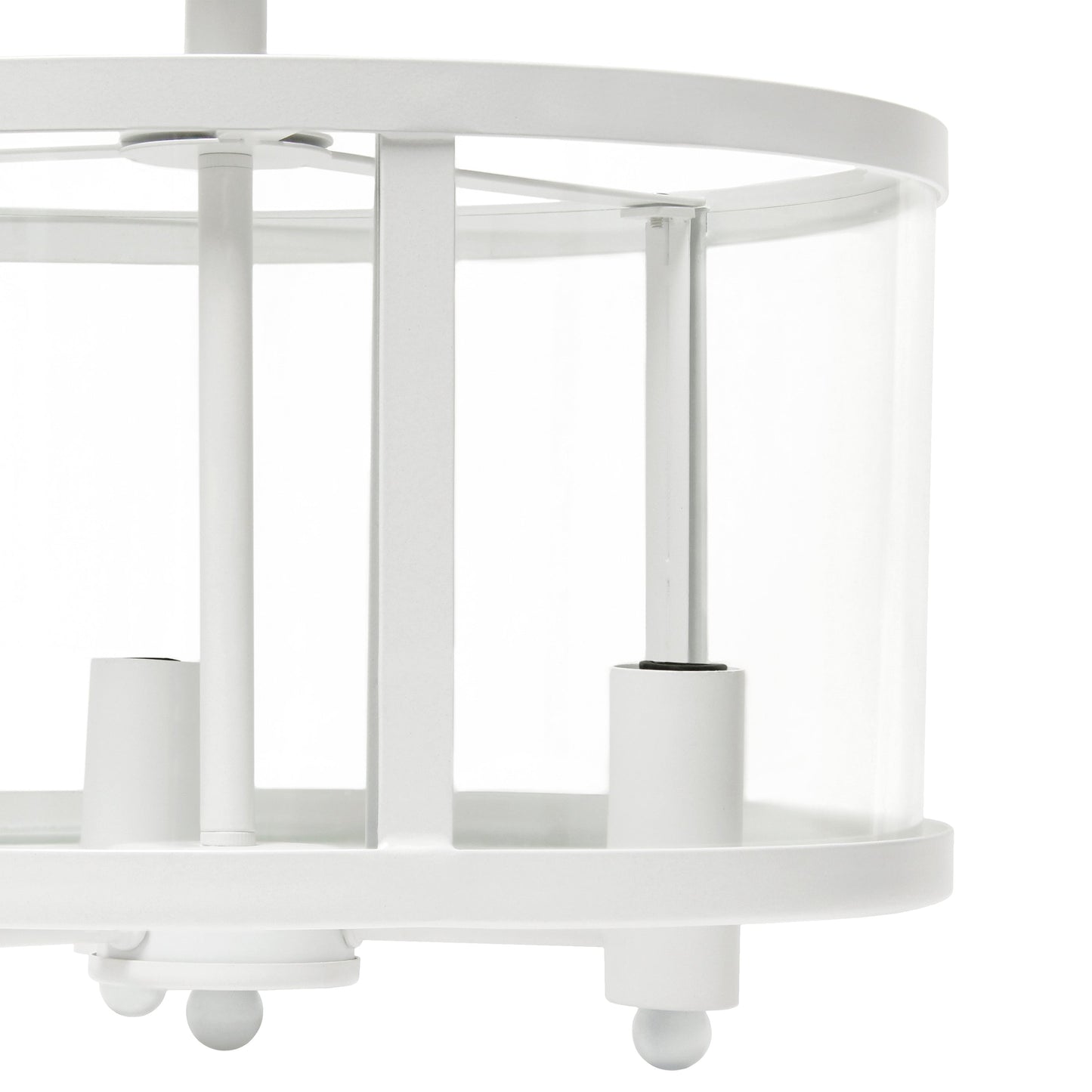 All The Rages Lalia Home 13" White 3-Light Industrial Farmhouse Glass & Metallic Accented Semi-Flushmount
