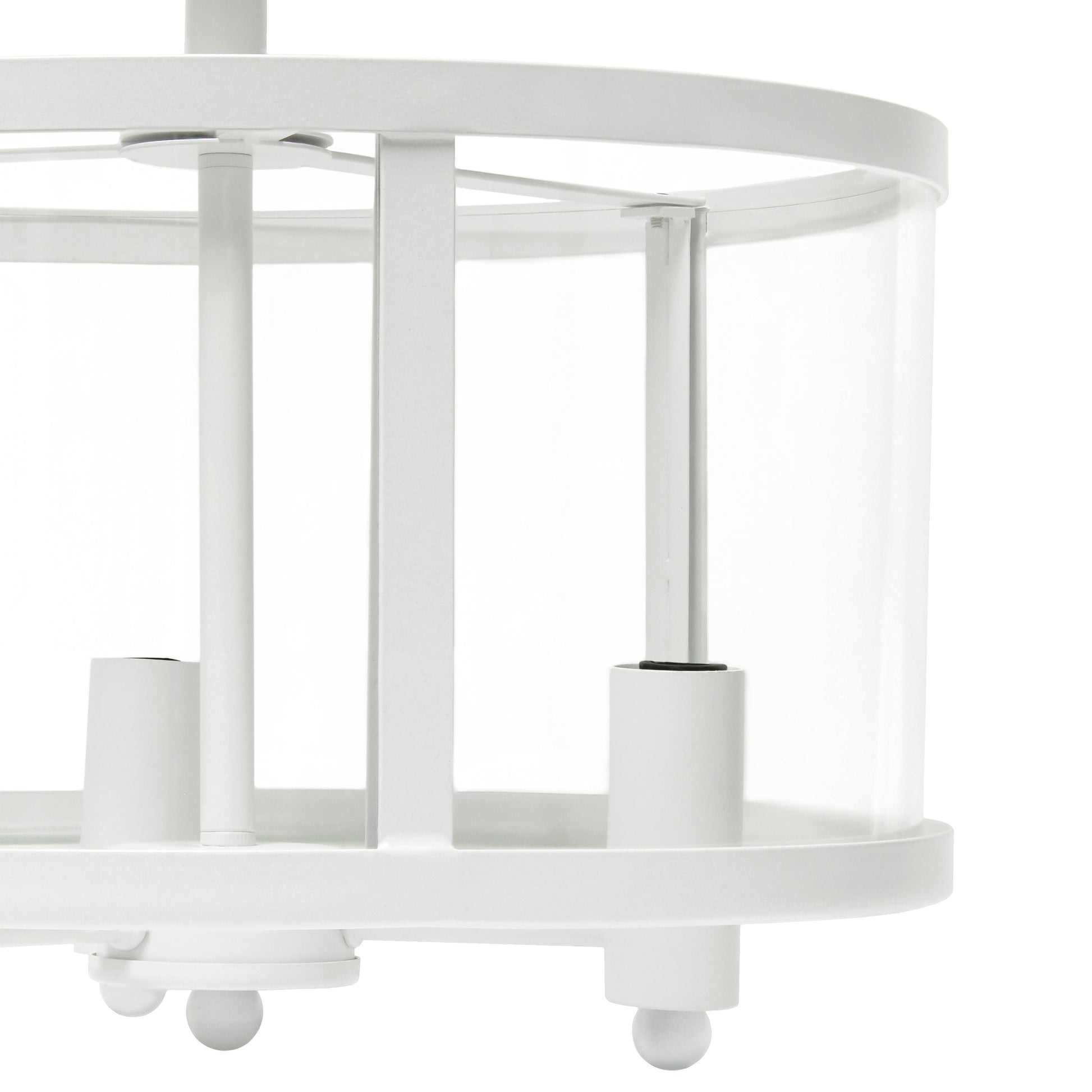 All The Rages Lalia Home 13" White 3-Light Industrial Farmhouse Glass & Metallic Accented Semi-Flushmount