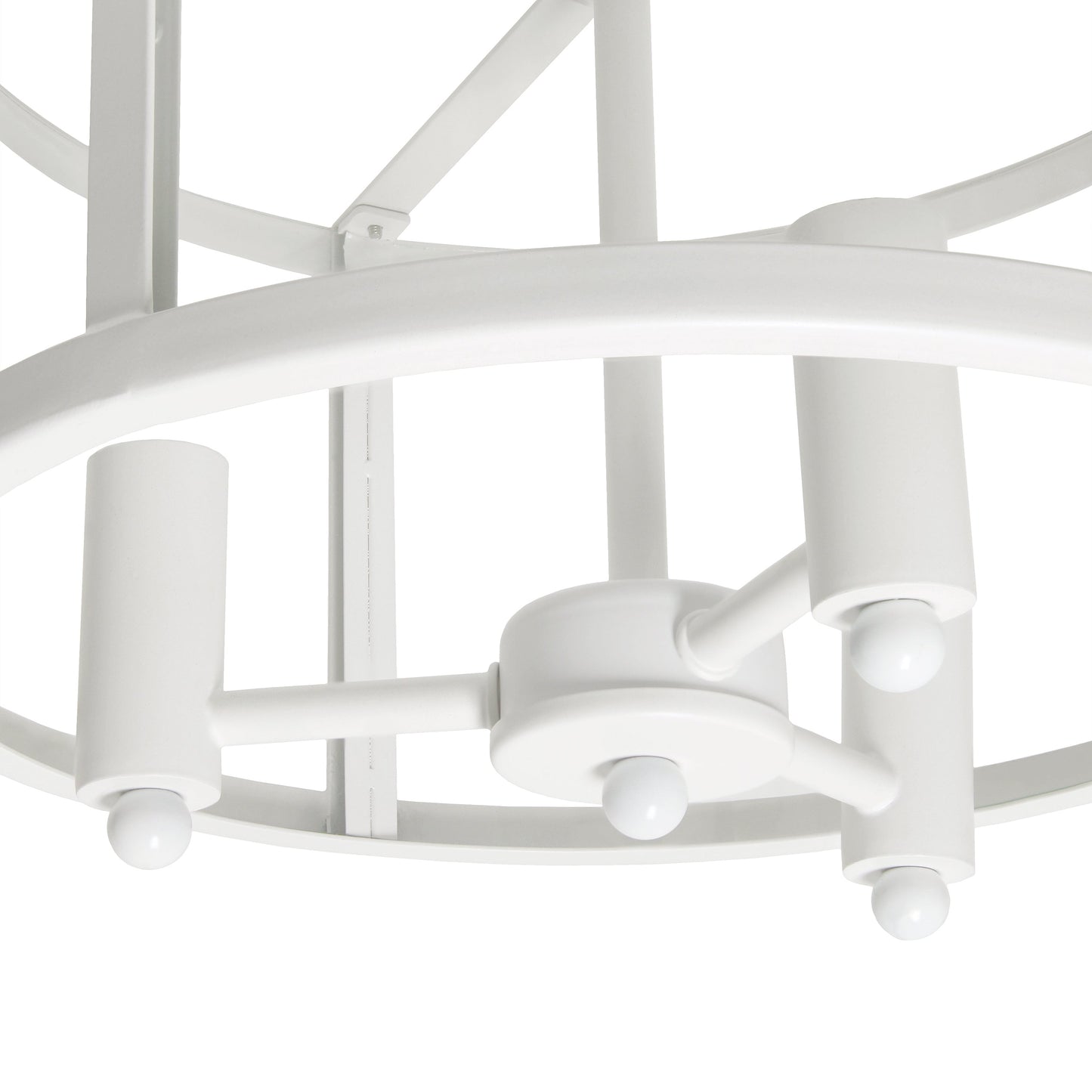 All The Rages Lalia Home 13" White 3-Light Industrial Farmhouse Glass & Metallic Accented Semi-Flushmount