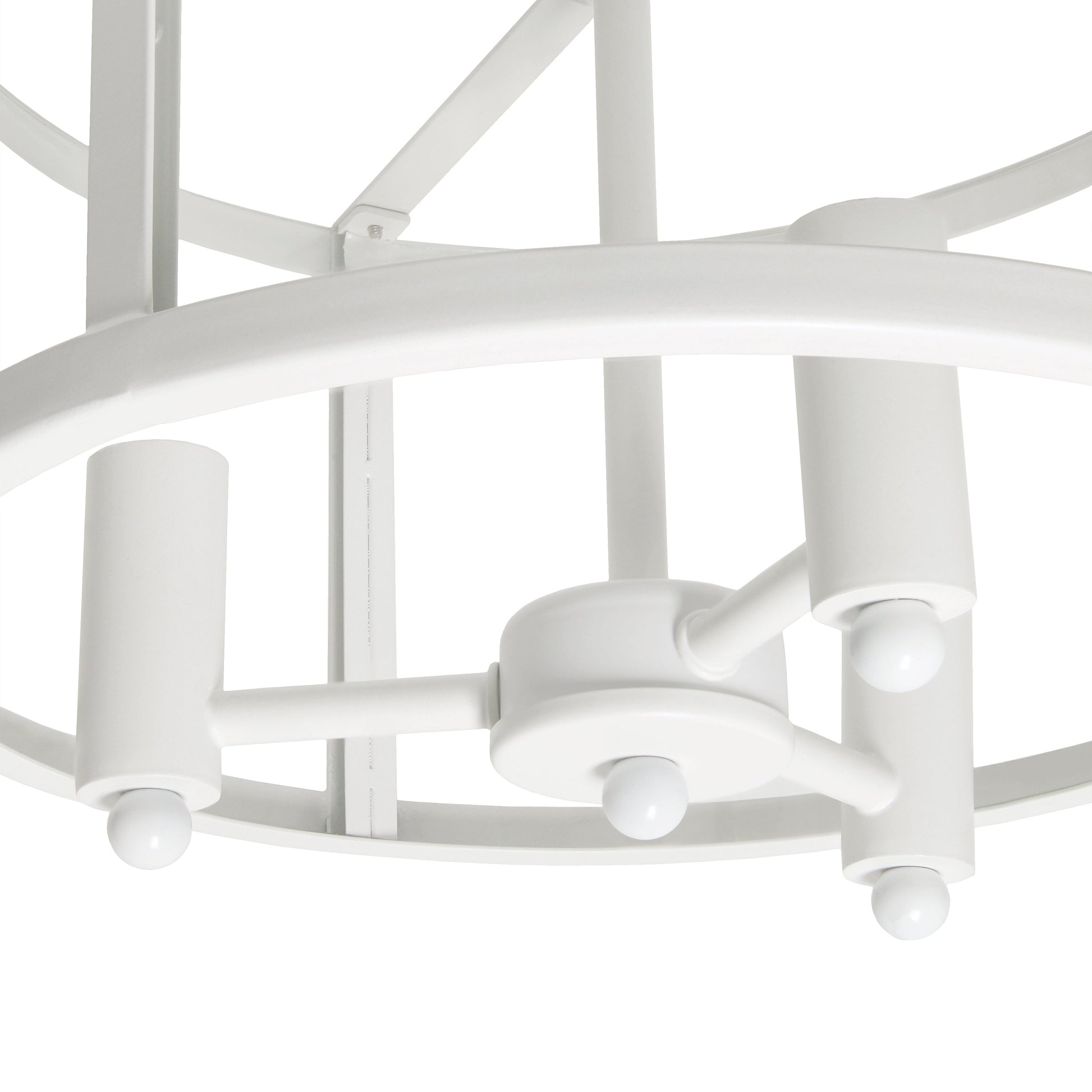 All The Rages Lalia Home 13" White 3-Light Industrial Farmhouse Glass & Metallic Accented Semi-Flushmount