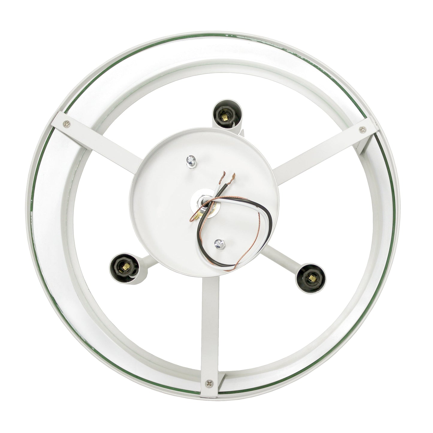 All The Rages Lalia Home 13" White 3-Light Industrial Farmhouse Glass & Metallic Accented Semi-Flushmount