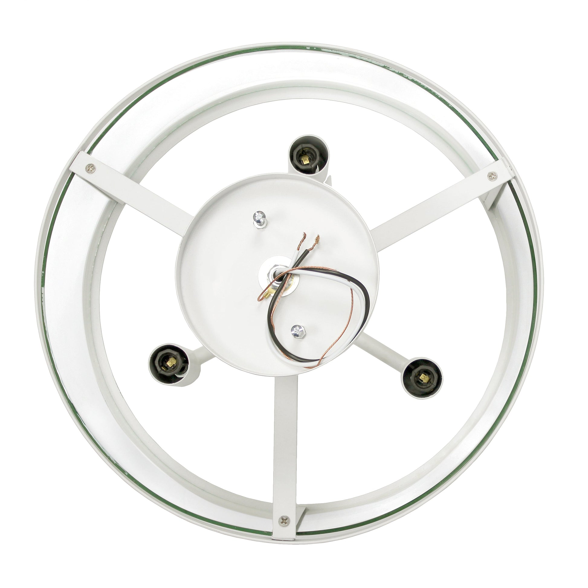 All The Rages Lalia Home 13" White 3-Light Industrial Farmhouse Glass & Metallic Accented Semi-Flushmount