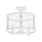 All The Rages Lalia Home 13" White 3-Light Industrial Farmhouse Glass & Metallic Accented Semi-Flushmount