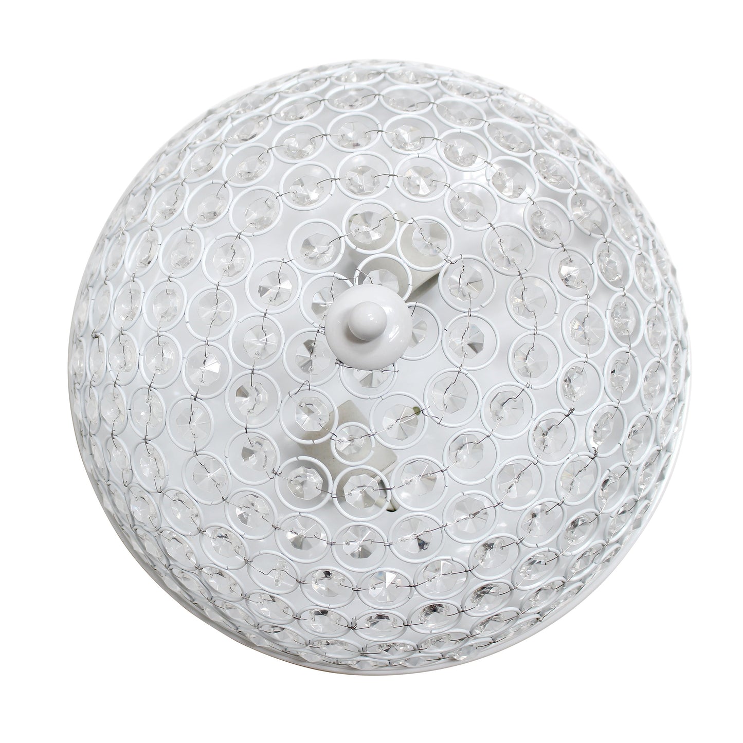 All The Rages Lalia Home 13" White Classix Crystal Glam 2-Light Decorative Dome Shaped Metal Flush Mount
