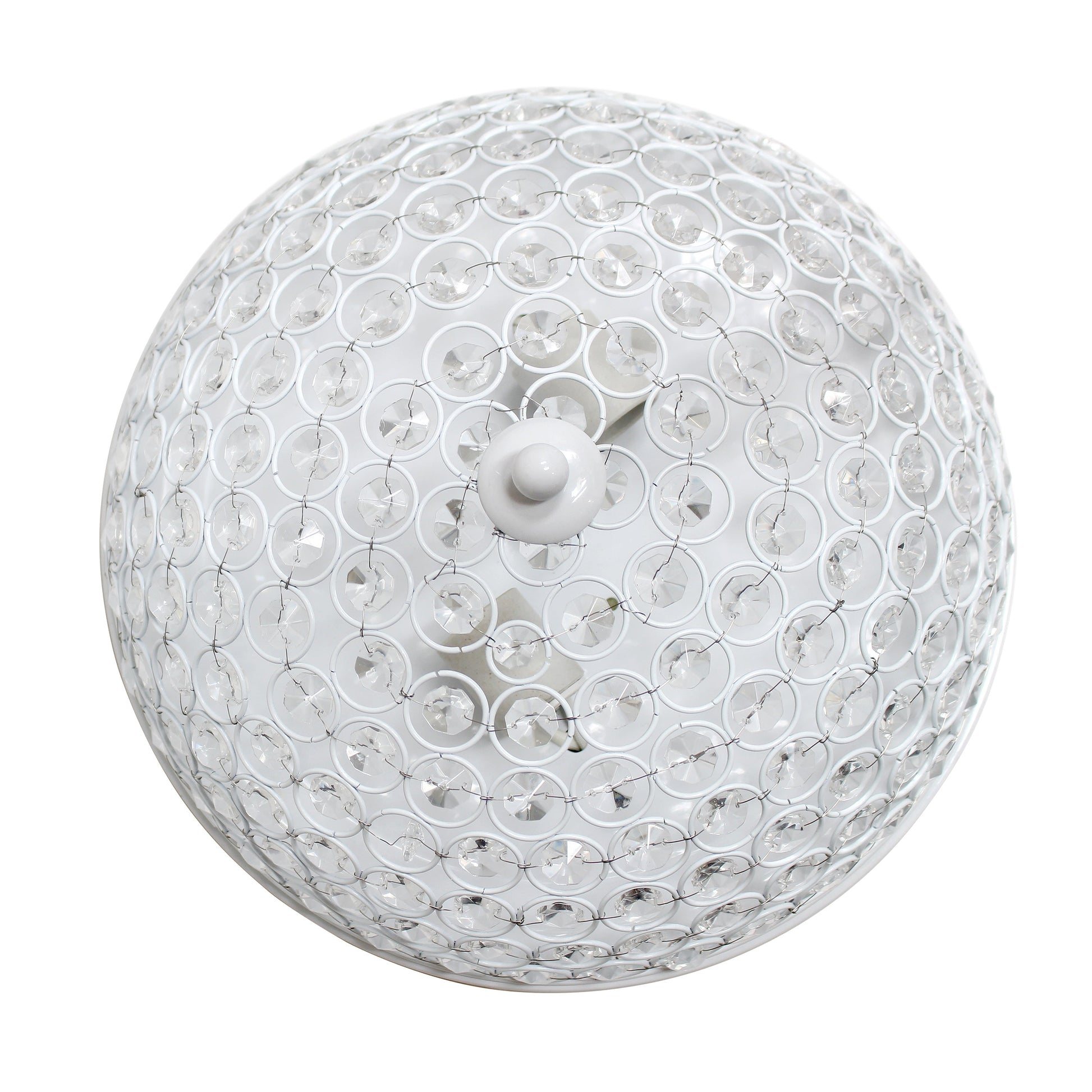 All The Rages Lalia Home 13" White Classix Crystal Glam 2-Light Decorative Dome Shaped Metal Flush Mount
