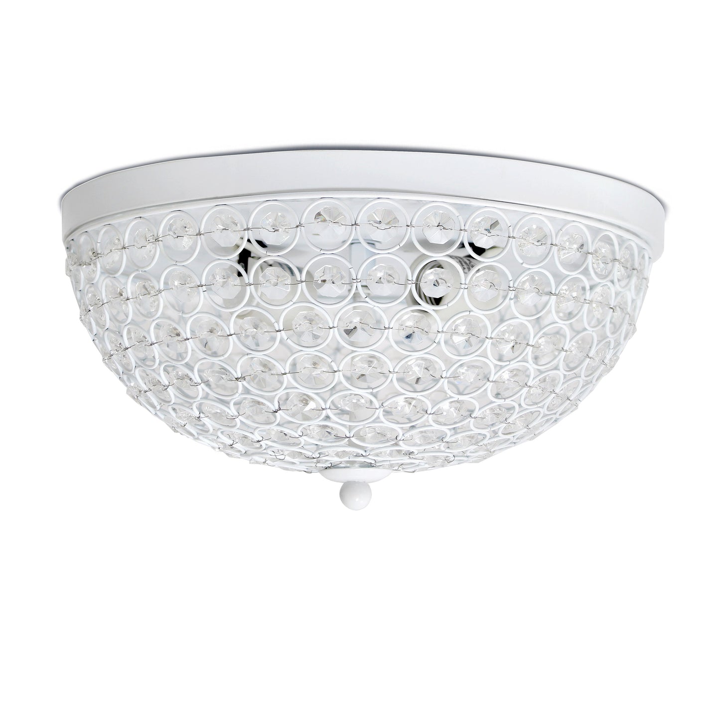 All The Rages Lalia Home 13" White Classix Crystal Glam 2-Light Decorative Dome Shaped Metal Flush Mount