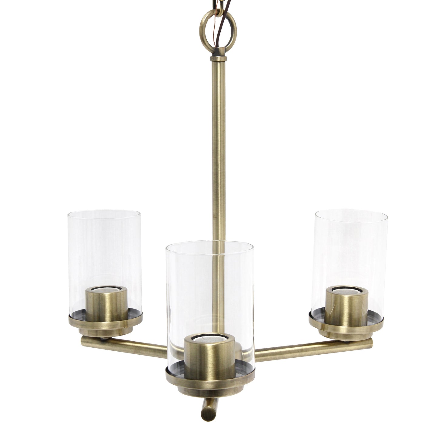 All The Rages Lalia Home 15" Antique Brass 3-Light Classic Contemporary Clear Glass & Metal Pendant Light