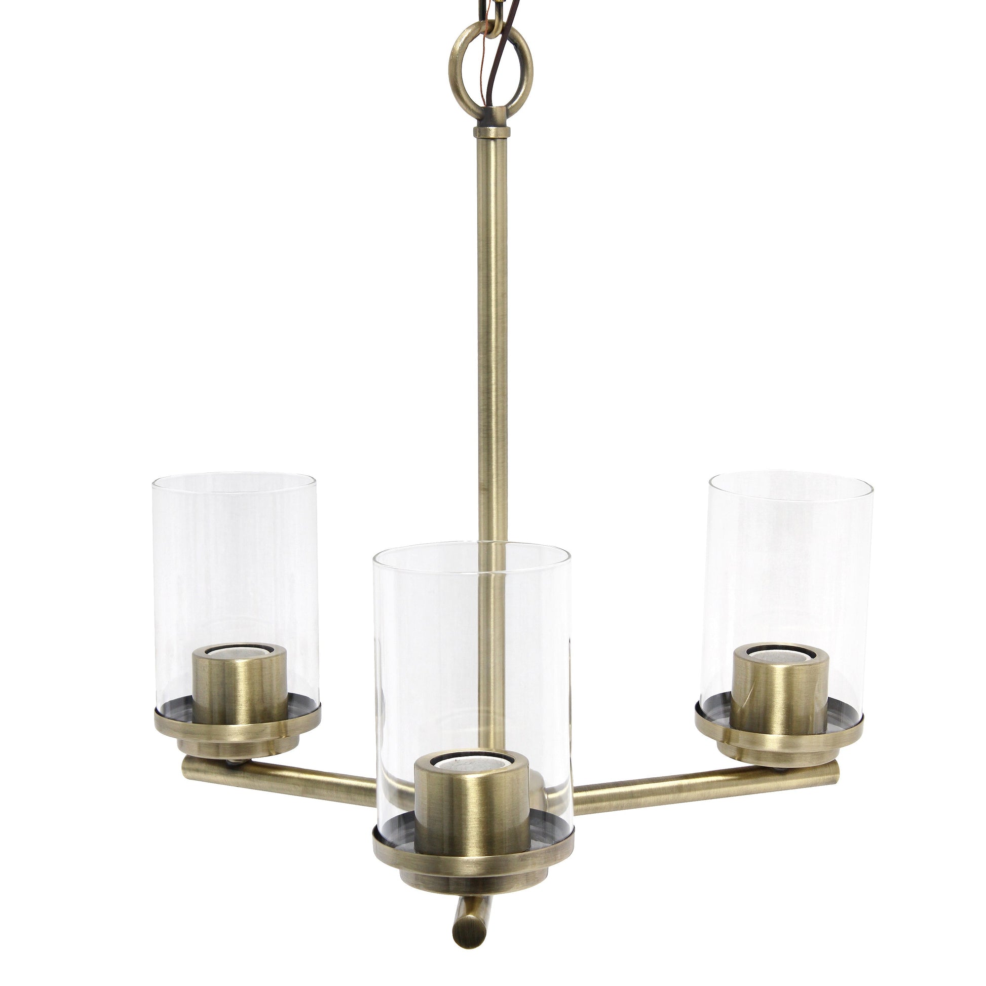 All The Rages Lalia Home 15" Antique Brass 3-Light Classic Contemporary Clear Glass & Metal Pendant Light