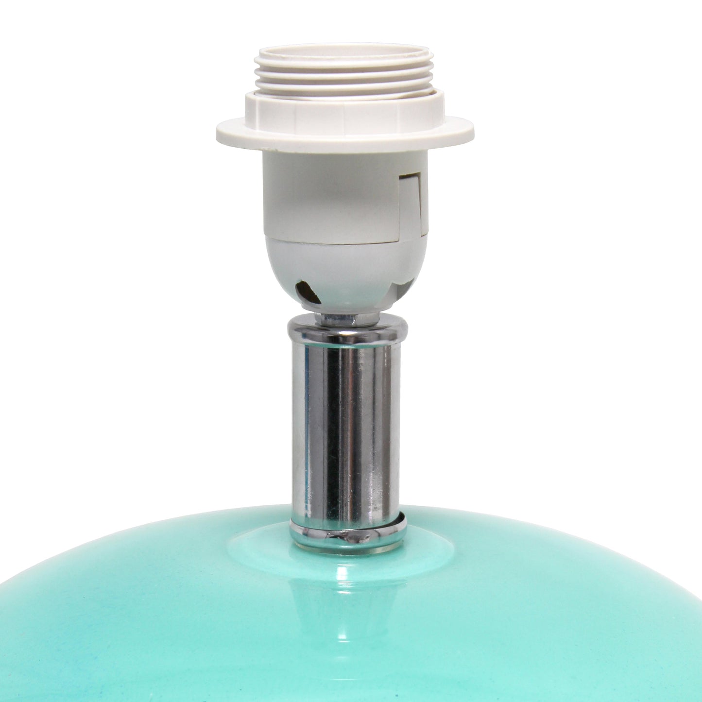 All The Rages Lalia Home 15" Aqua Modern Ovaloid Glass Bedside Table Lamp With White Fabric Shade