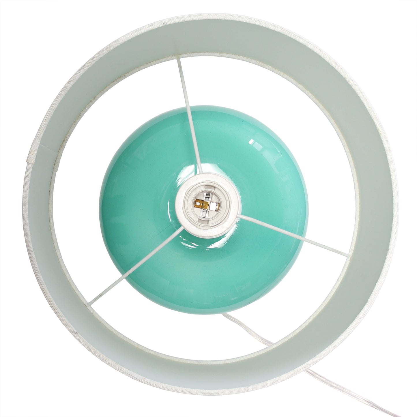 All The Rages Lalia Home 15" Aqua Modern Ovaloid Glass Bedside Table Lamp With White Fabric Shade