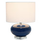 All The Rages Lalia Home 15" Blue Modern Ovaloid Glass Bedside Table Lamp With White Fabric Shade