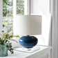 All The Rages Lalia Home 15" Blue Modern Ovaloid Glass Bedside Table Lamp With White Fabric Shade