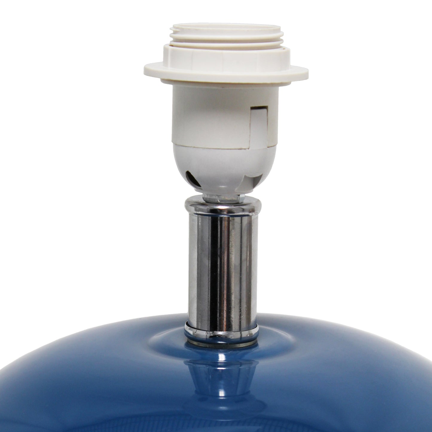 All The Rages Lalia Home 15" Blue Modern Ovaloid Glass Bedside Table Lamp With White Fabric Shade