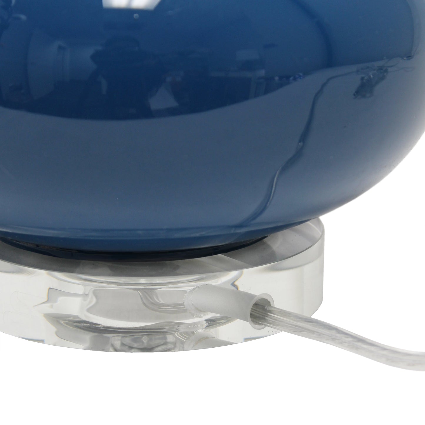 All The Rages Lalia Home 15" Blue Modern Ovaloid Glass Bedside Table Lamp With White Fabric Shade